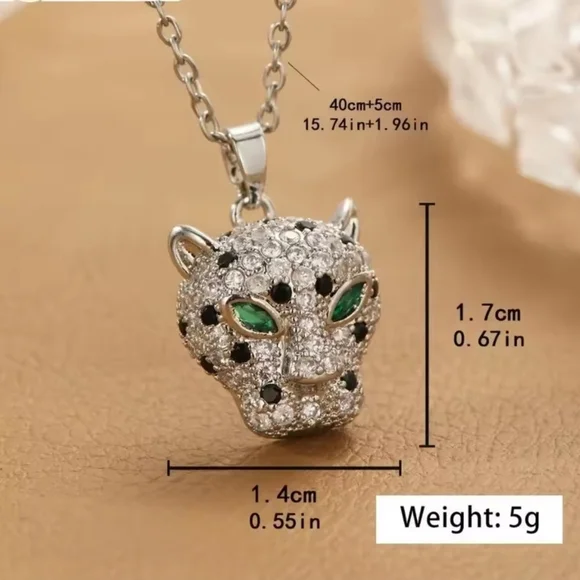 Luxury Elegant Titanium Steel Silver Panther Pendant Necklace - Picture 7 of 7